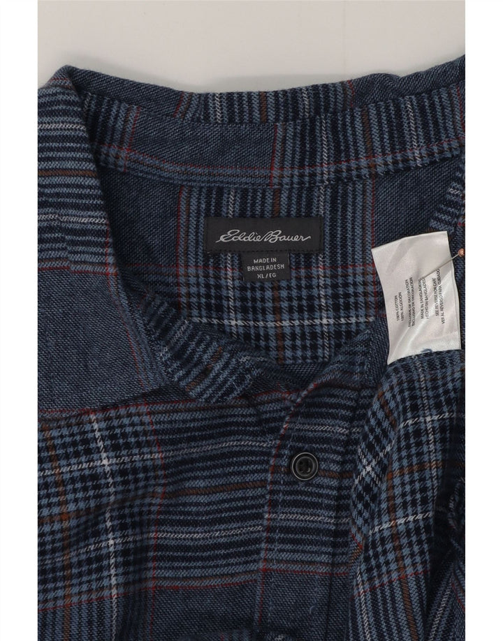 EDDIE BAUER Chemise en flanelle pour homme XL en coton à carreaux bleu