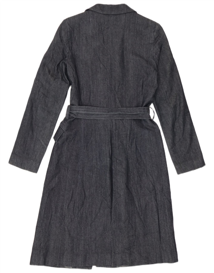 Zara Femme Pardessus UK 12 Moyen Bleu Marine Coton