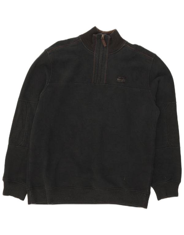 Champion Sweat-shirt à col zippé pour homme XL Noir Coton