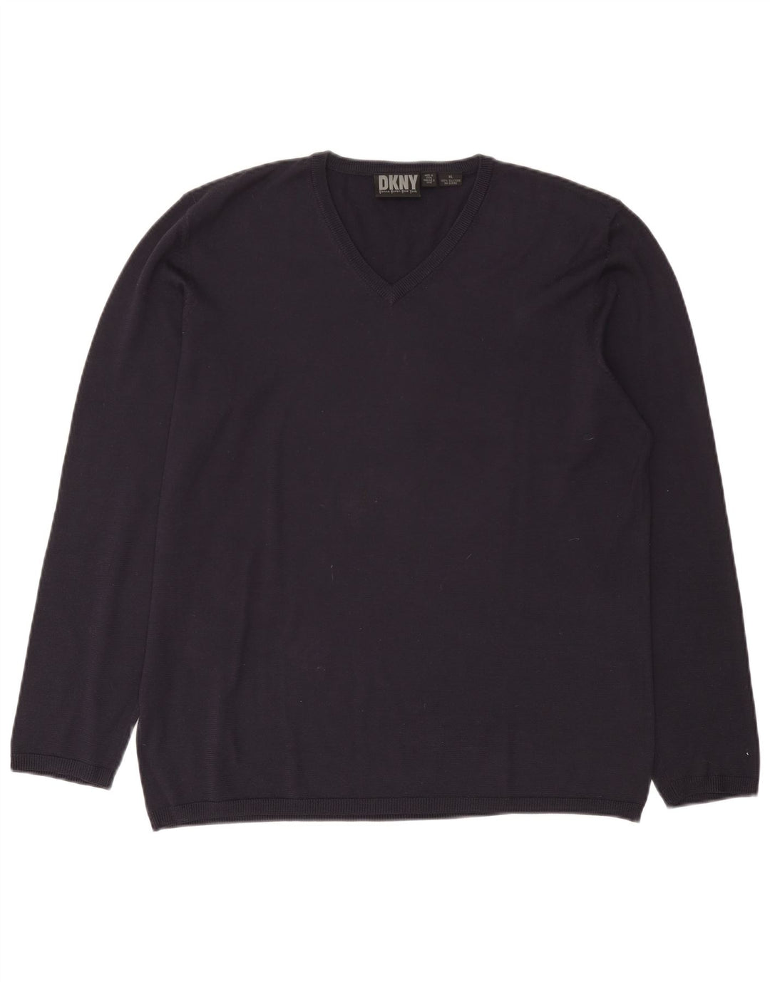 Dkny Pull Col V Homme XL Bleu Marine Soie
