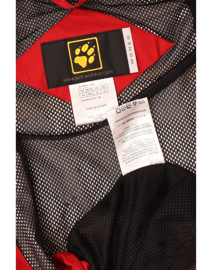 JACK WOLFSKIN Veste de pluie surdimensionnée pour femme UK 18 XL Rouge Colourblock