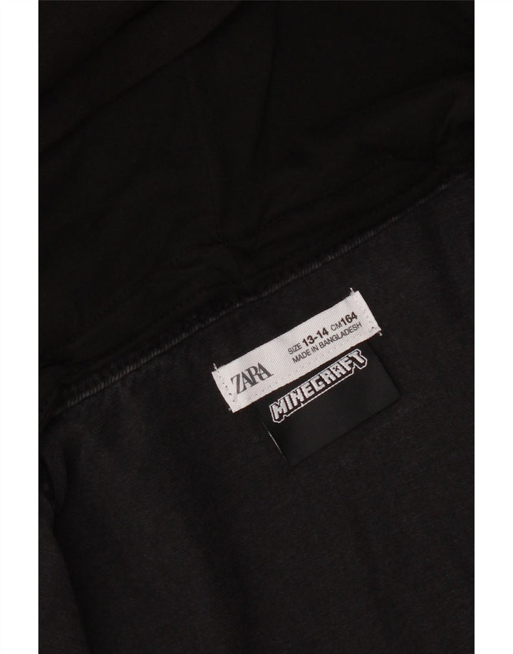 Veste en jean à capuche graphique Zara garçon 13-14 ans noir