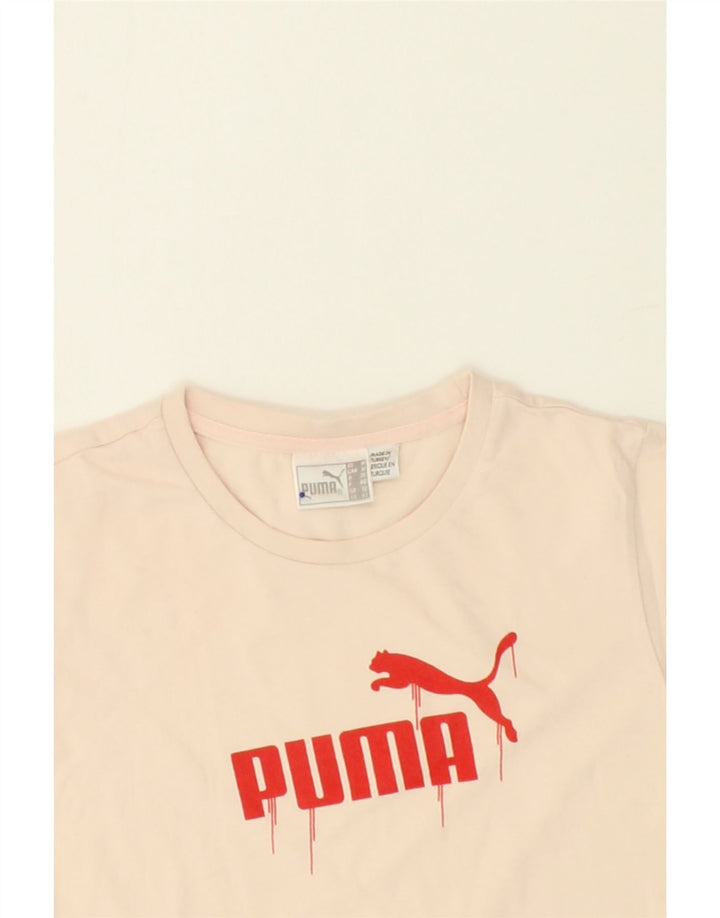 PUMA Womens Graphic T-Shirt Top UK 12 Medium  Beige Vintage Puma and Second-Hand Puma from Messina Hembry 