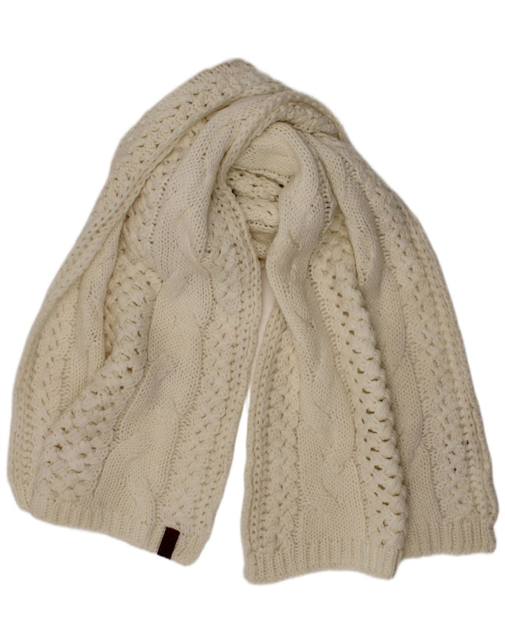 Superdry Femme Écharpe Rectangulaire En Tricot Taille Unique Acrylique Blanc Cassé