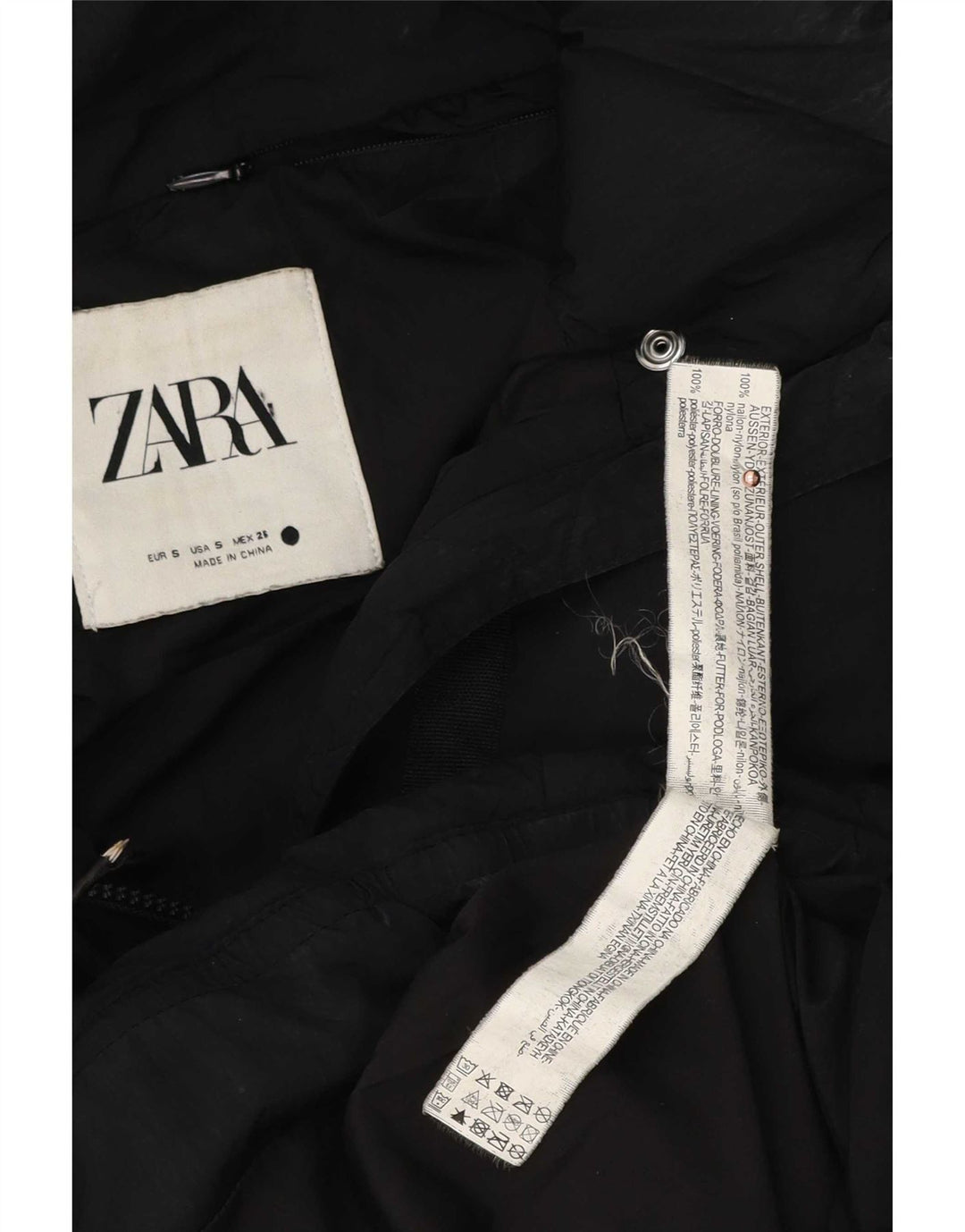 Zara Veste matelassée surdimensionnée pour femme UK 10 Small Noir Polyester