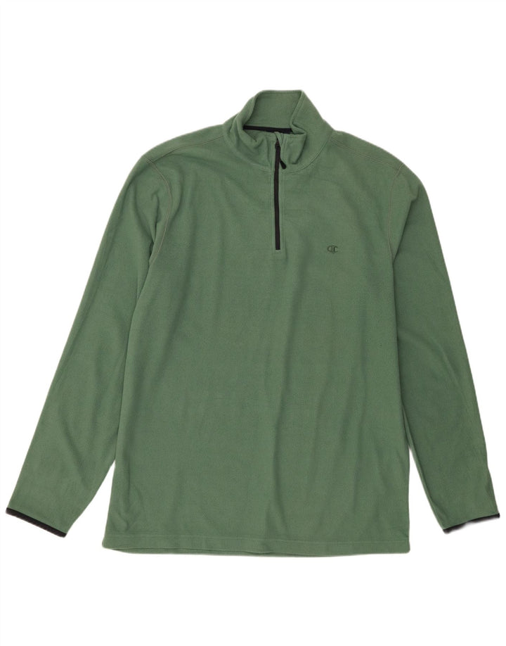 Champion Pull polaire à col zippé pour homme 2XL Vert Polyester