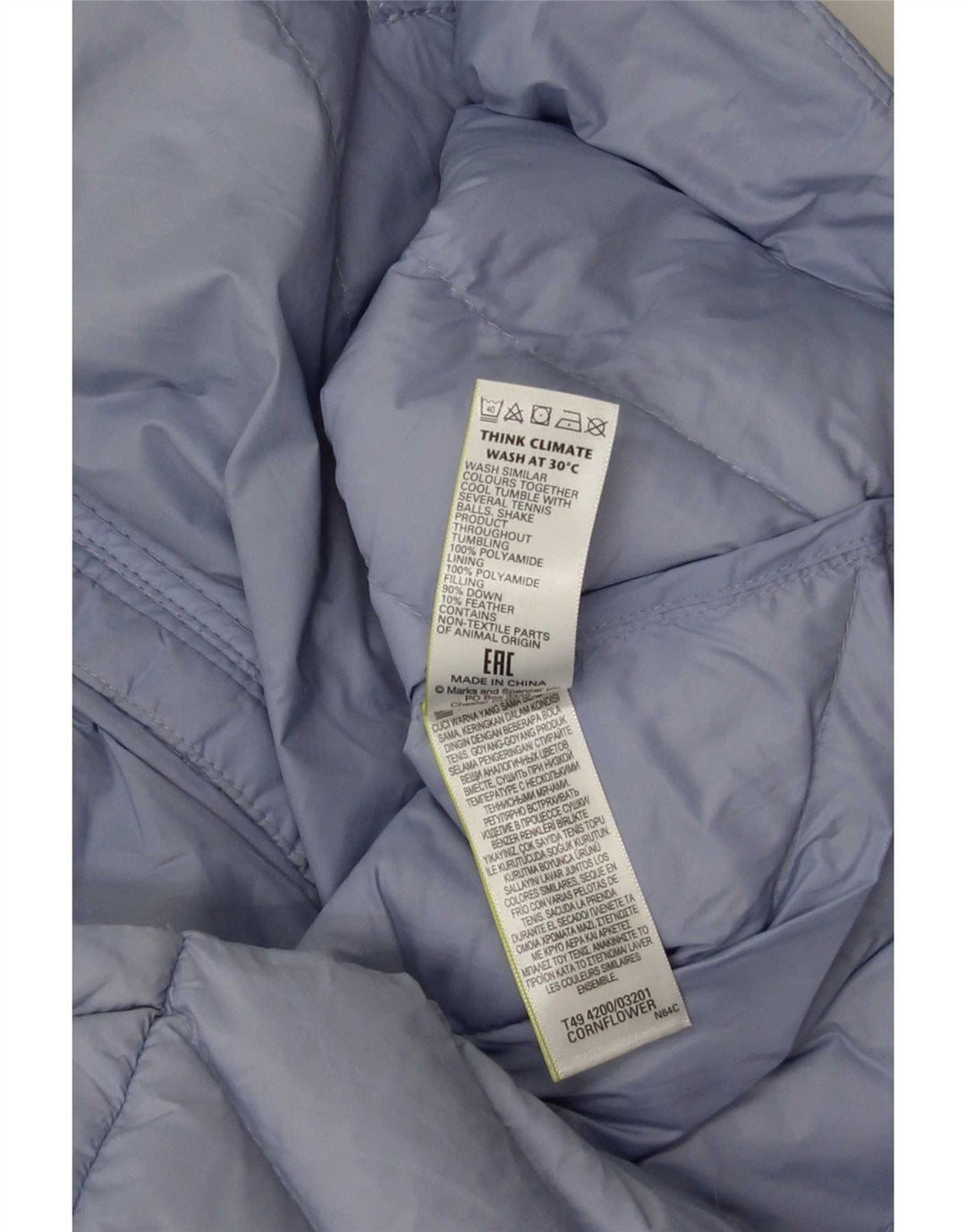 Marks & Spencer Veste matelassée pour femme UK 12 Bleu moyen Polyamide
