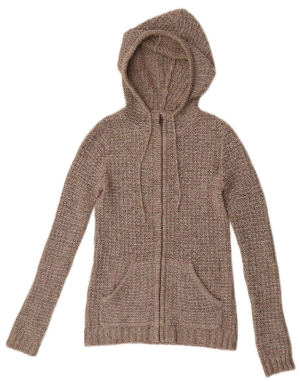 Fat Face Cardigan à capuche pour femme UK 6 XS Acrylique moucheté marron