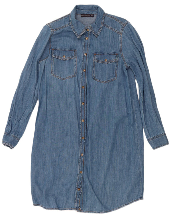 Marks & Spencer Robe chemise en jean pour femme UK 12 Bleu moyen Coton