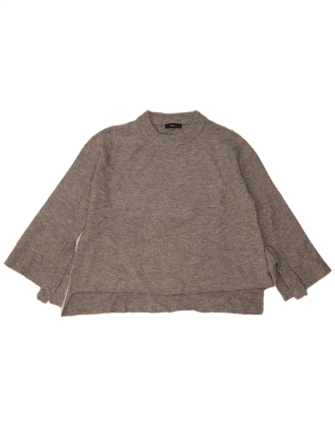 Zara Pull surdimensionné à col rond pour femme UK 14 Gris moyen moucheté