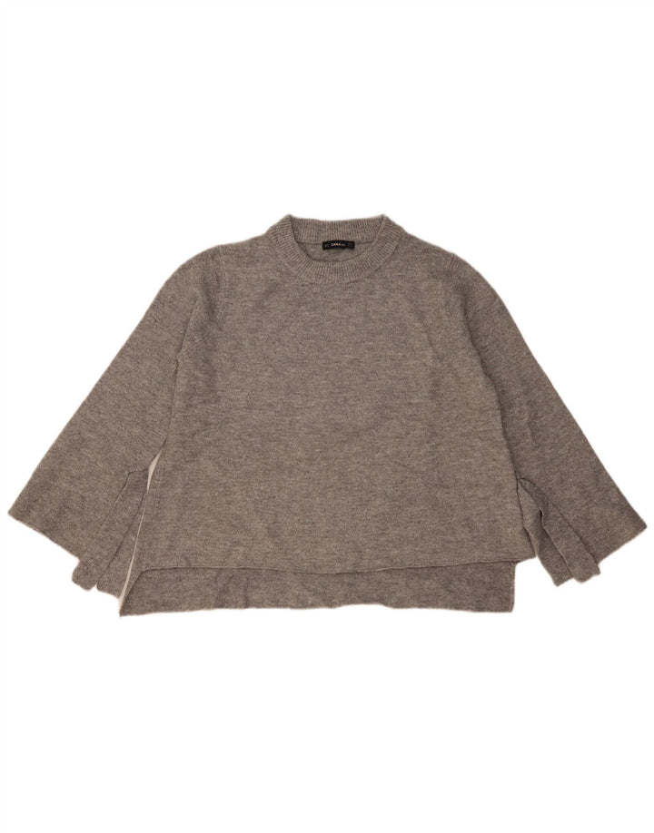 Zara Pull surdimensionné à col rond pour femme UK 14 Gris moyen moucheté