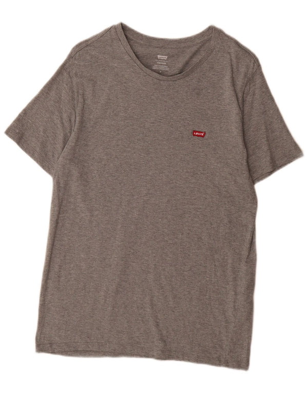 Levi's T-Shirt Coupe Standard Femme UK 14 Gris Moyen Moucheté Coton