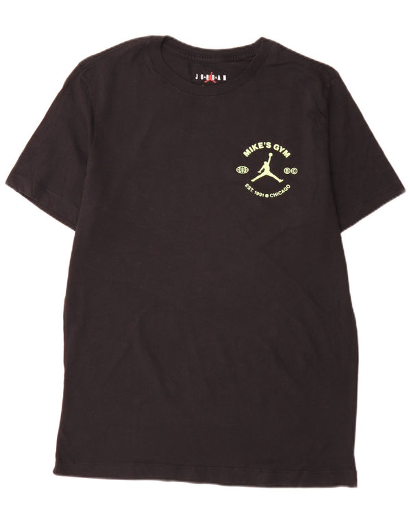 Jordan T-shirt graphique régulier pour hommes, haut en coton noir moyen, sport