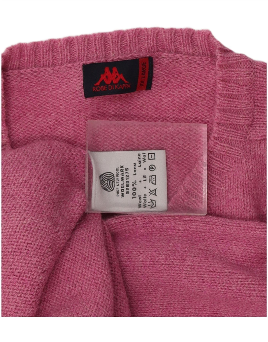 KAPPA Pull col V pour homme en laine rose 2XL