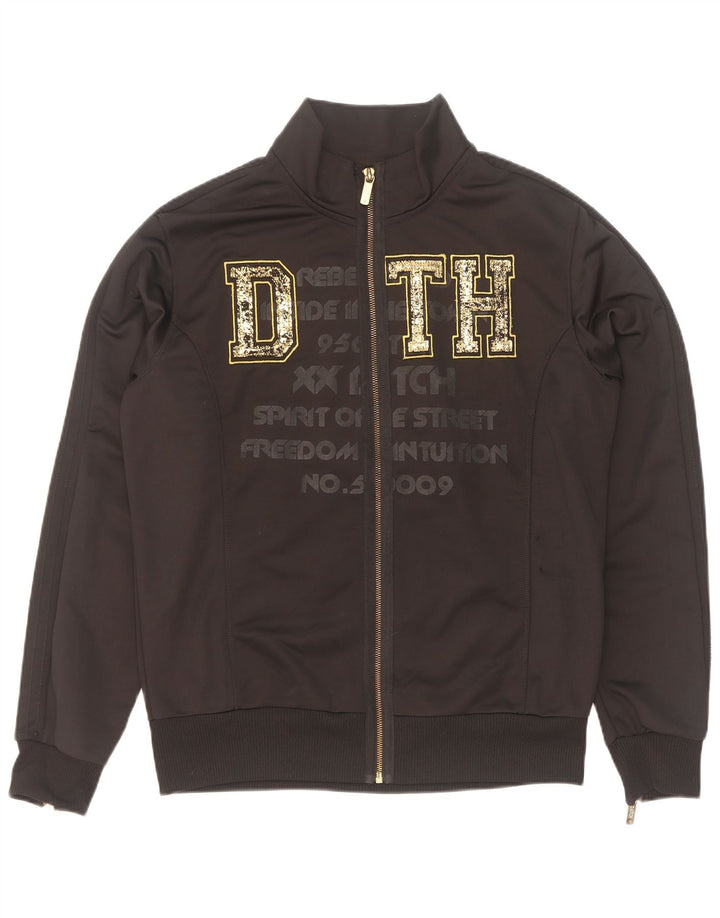 Datch Veste de survêtement graphique pour homme Taille L en polyester noir