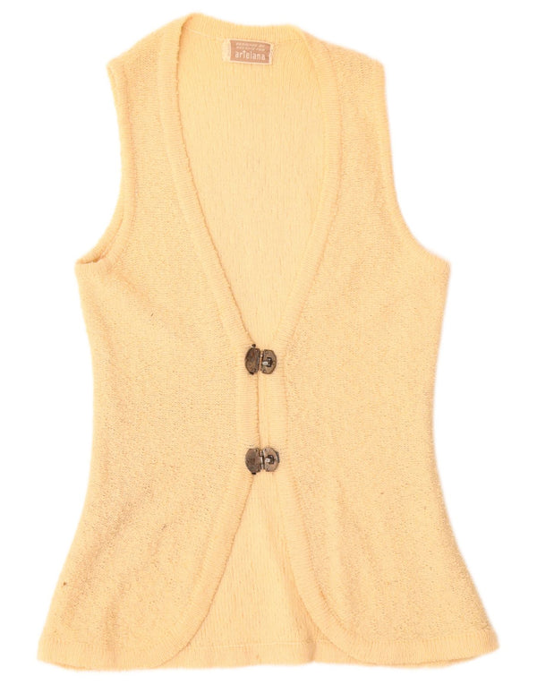 ARTELANA Cardigan sans manches pour femme UK 10 Petit Jaune