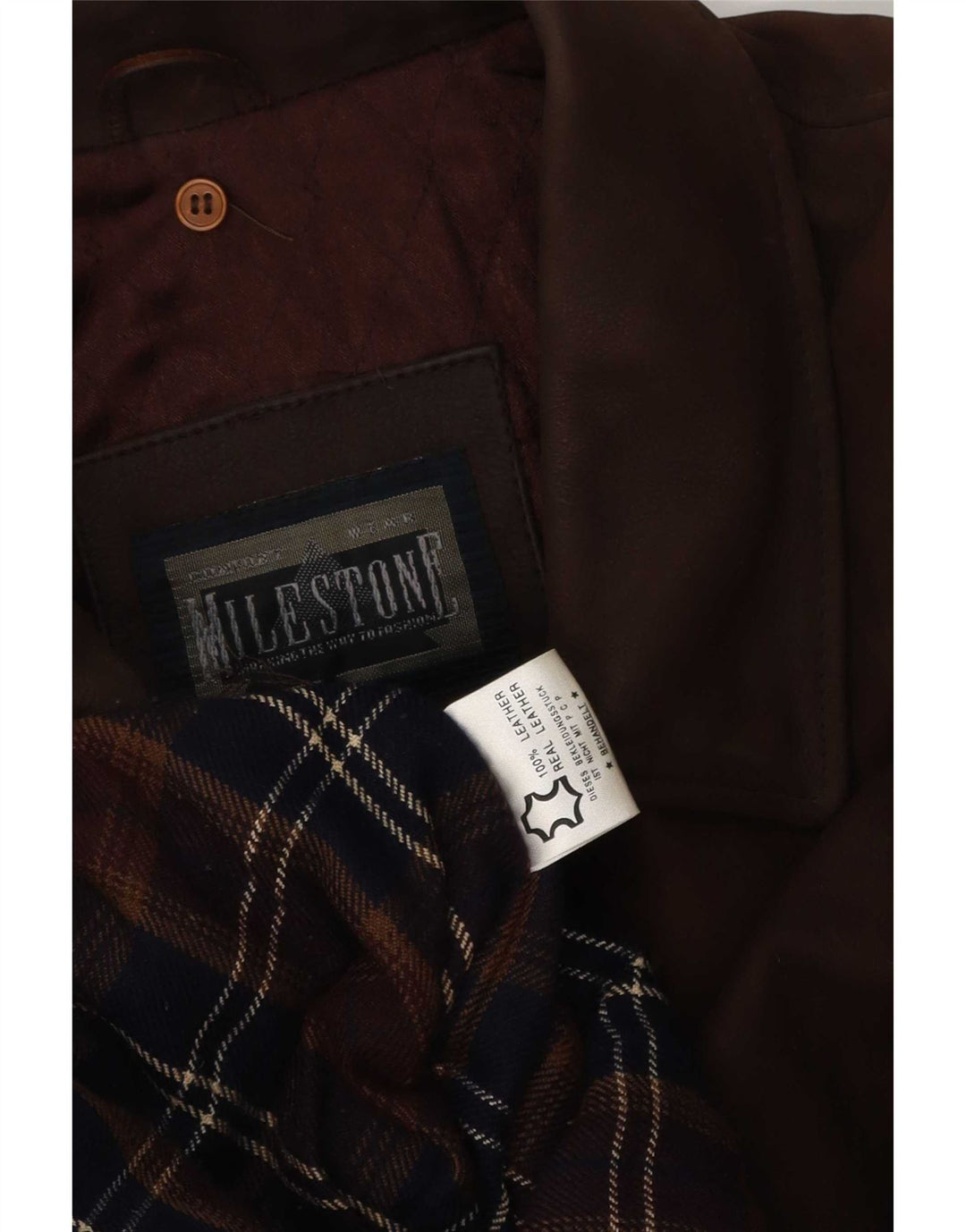Milestone Veste en cuir pour homme UK 40 Large Marron