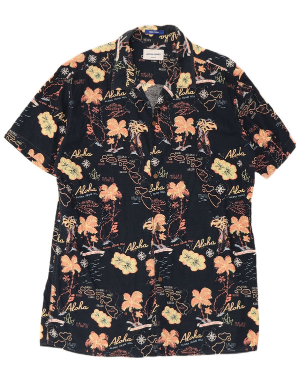 Jack & Jones Chemise Graphique à Manches Courtes pour Hommes Grand Noir Floral Hawaïen
