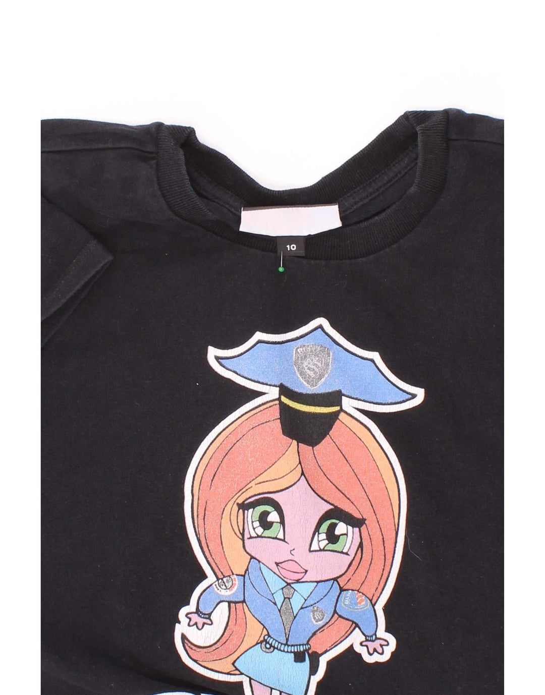 Blauer T-Shirt Graphique Fille 9-10 Ans Noir
