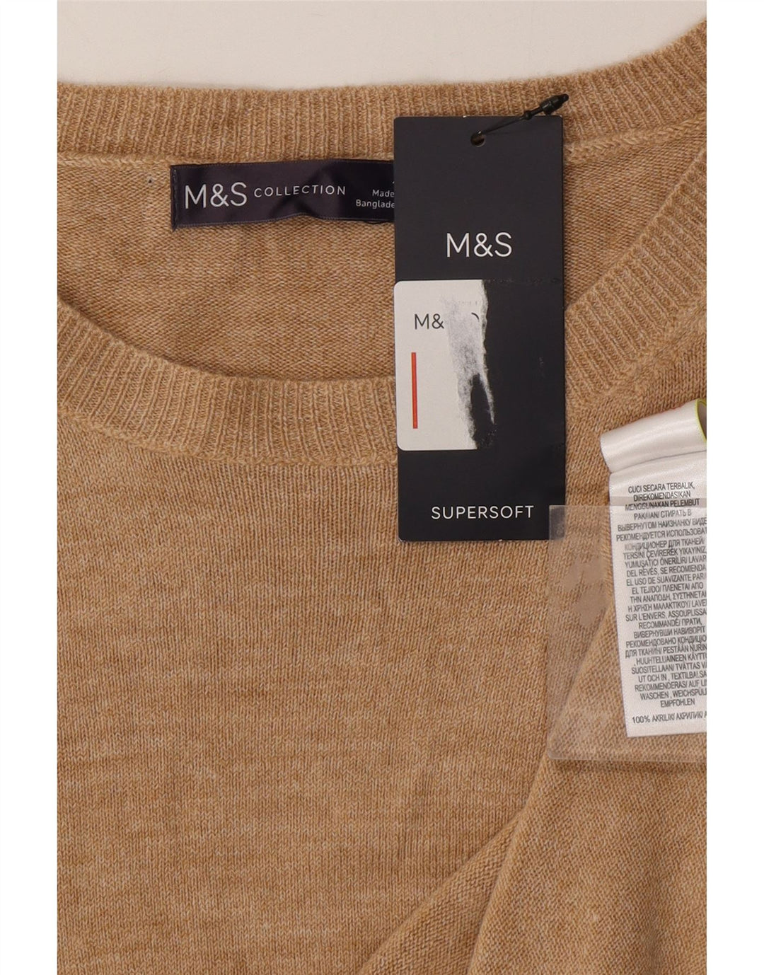 MARKS & SPENCER Pull à col rond pour femme UK 22 3XL Beige Acrylique