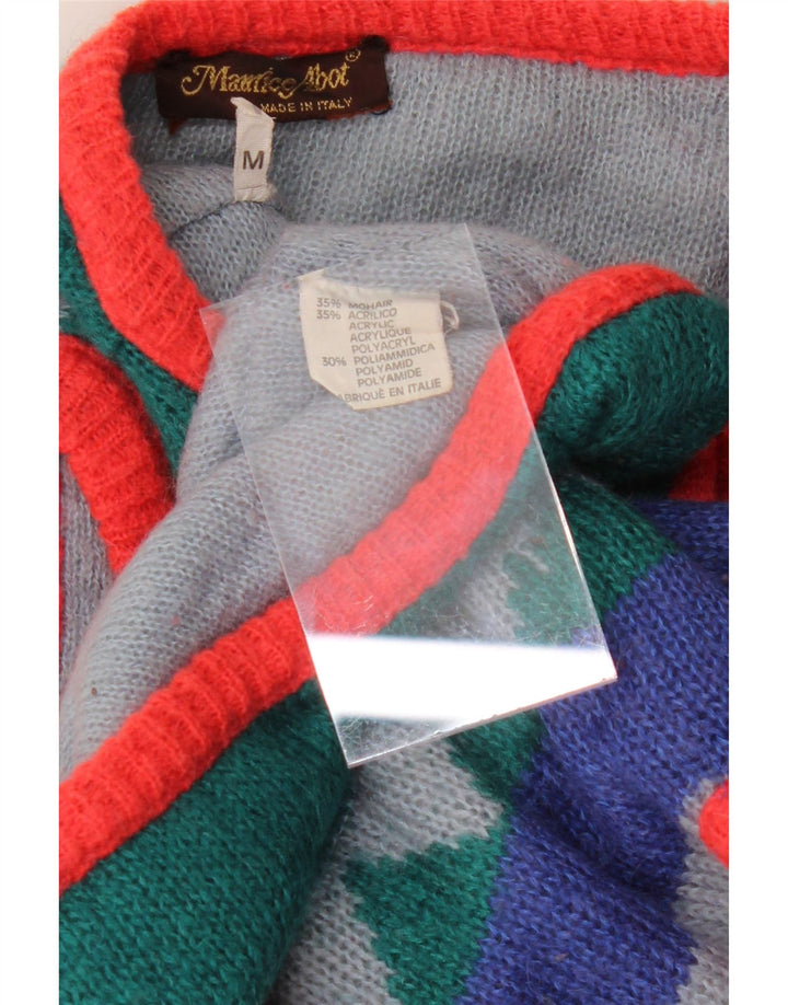 MAURICE ABOT Pull Cardigan Femme UK 14 Moyen Rayé Multicolore