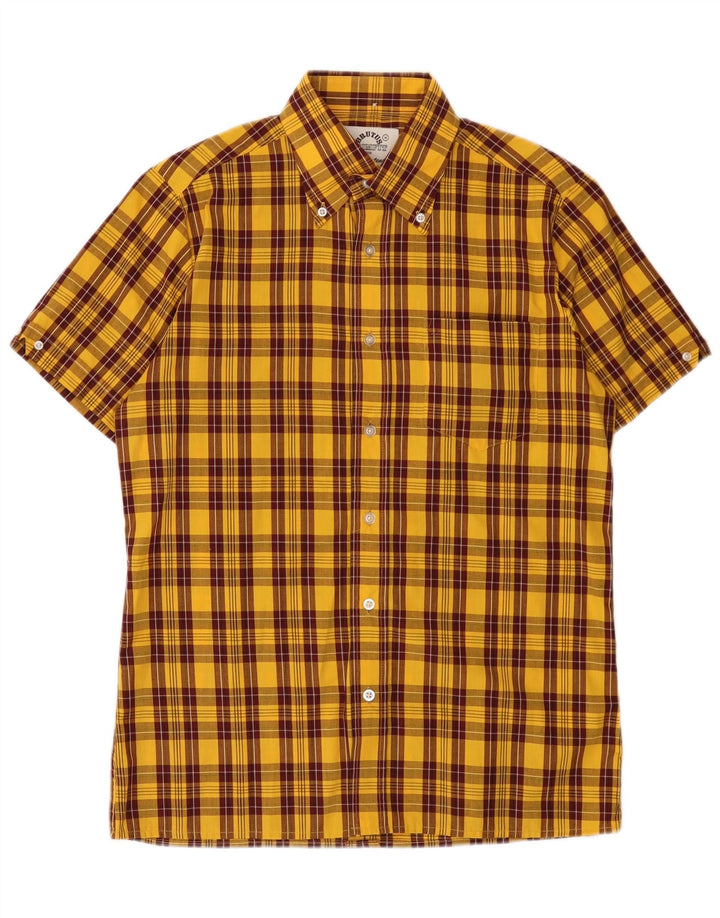 Dr Martens Chemise à manches courtes homme en polyester à carreaux jaune moyen
