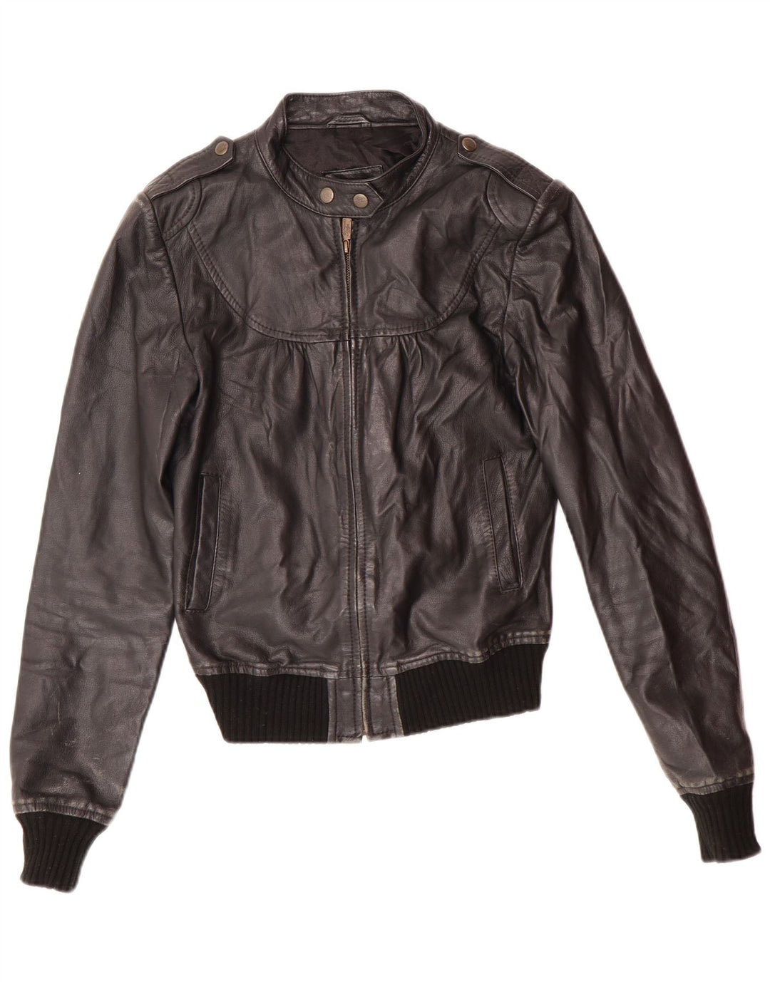 XDYE Veste en cuir pour femme UK 10 Petit motard en cuir noir