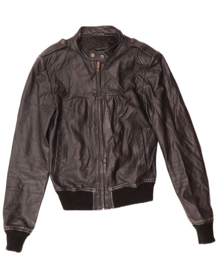 XDYE Veste en cuir pour femme UK 10 Petit motard en cuir noir