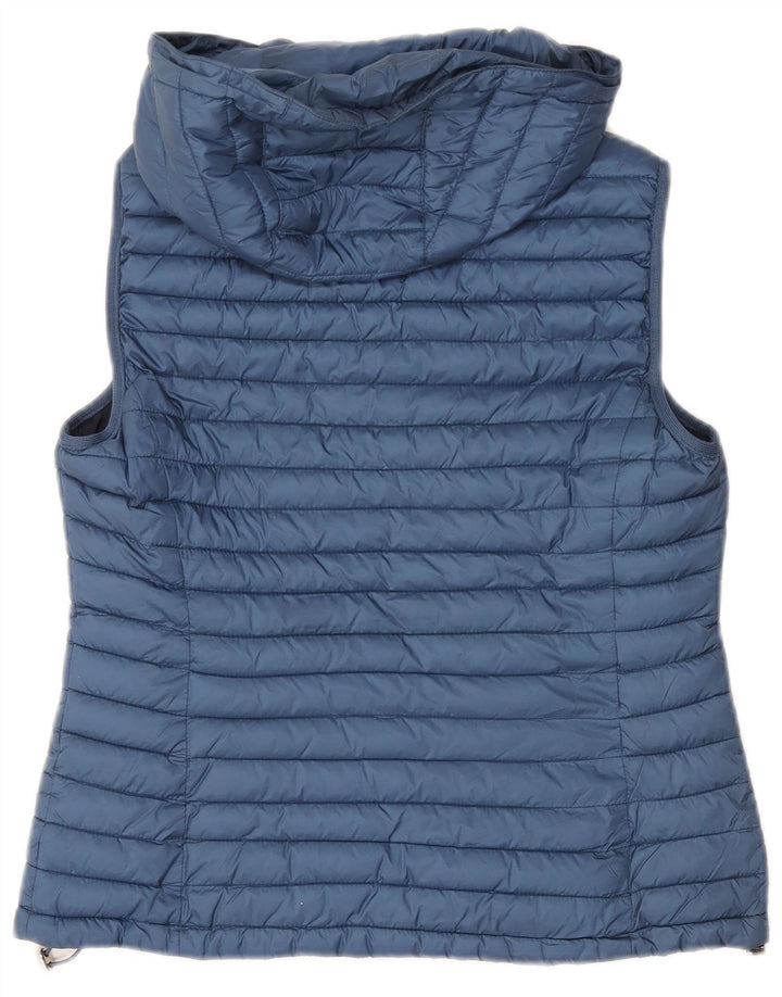 Massimo Dutti Gilet rembourré à capuche pour femme UK 12 Bleu moyen Polyester