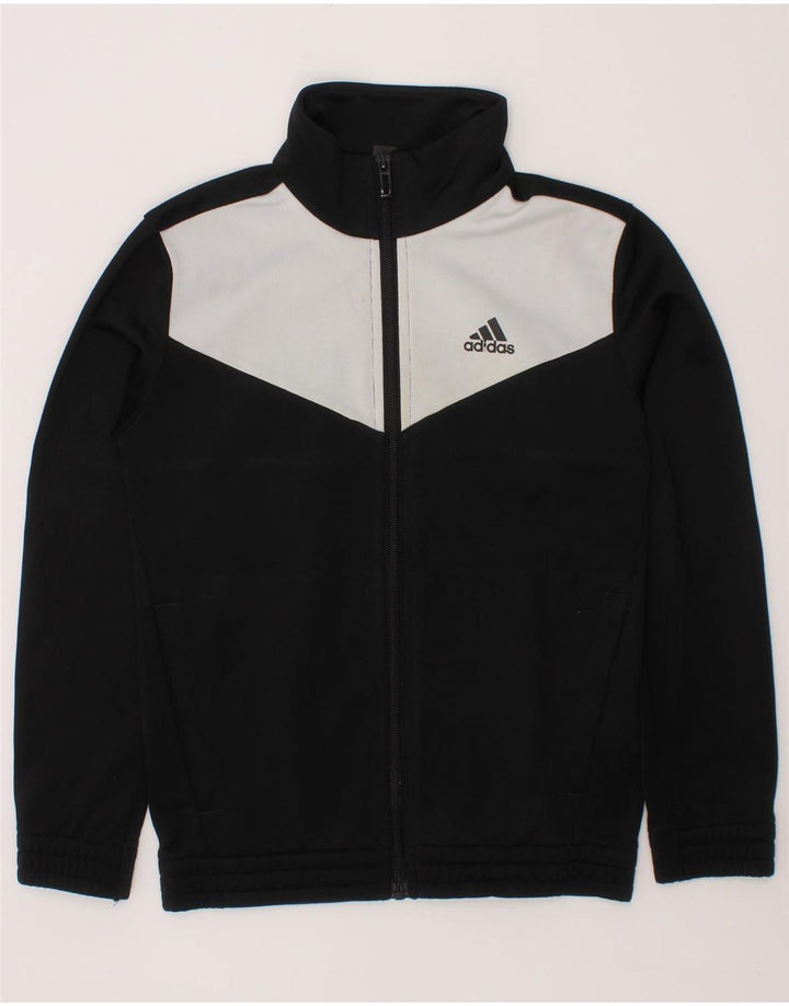 ADIDAS Boys Tracksuit Top Jacket 7-8 Years Black Colourblock Polyester Vintage Adidas and Second-Hand Adidas from Messina Hembry 