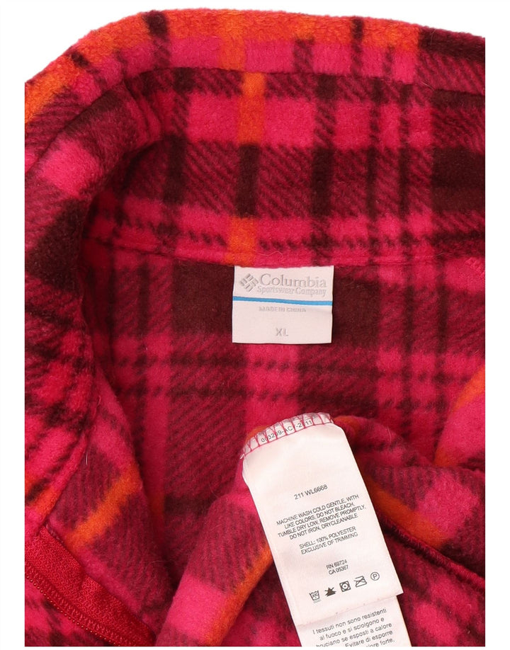 Columbia Pull polaire à col zippé pour femme UK 18 XL Rose Plaid Polyester