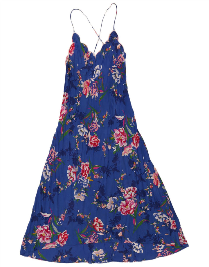 Marks & Spencer Robe d'été autographe pour femme UK 12 Bleu moyen floral