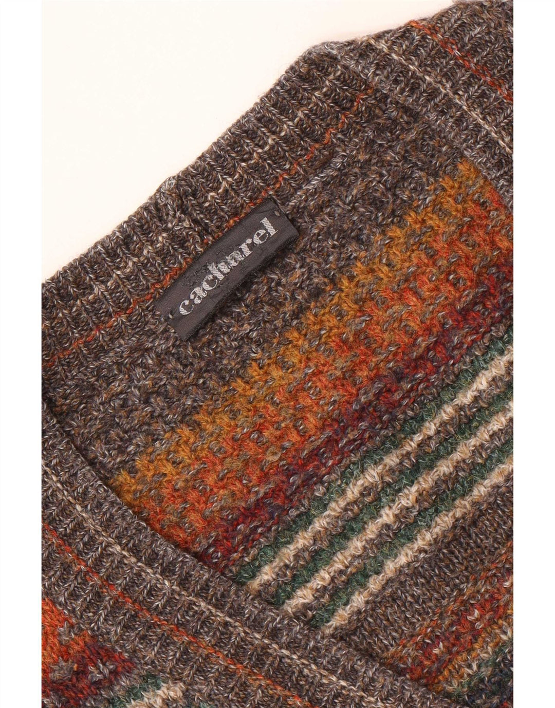 Cacharel Cardigan Pull XL Marron Géométrique Homme