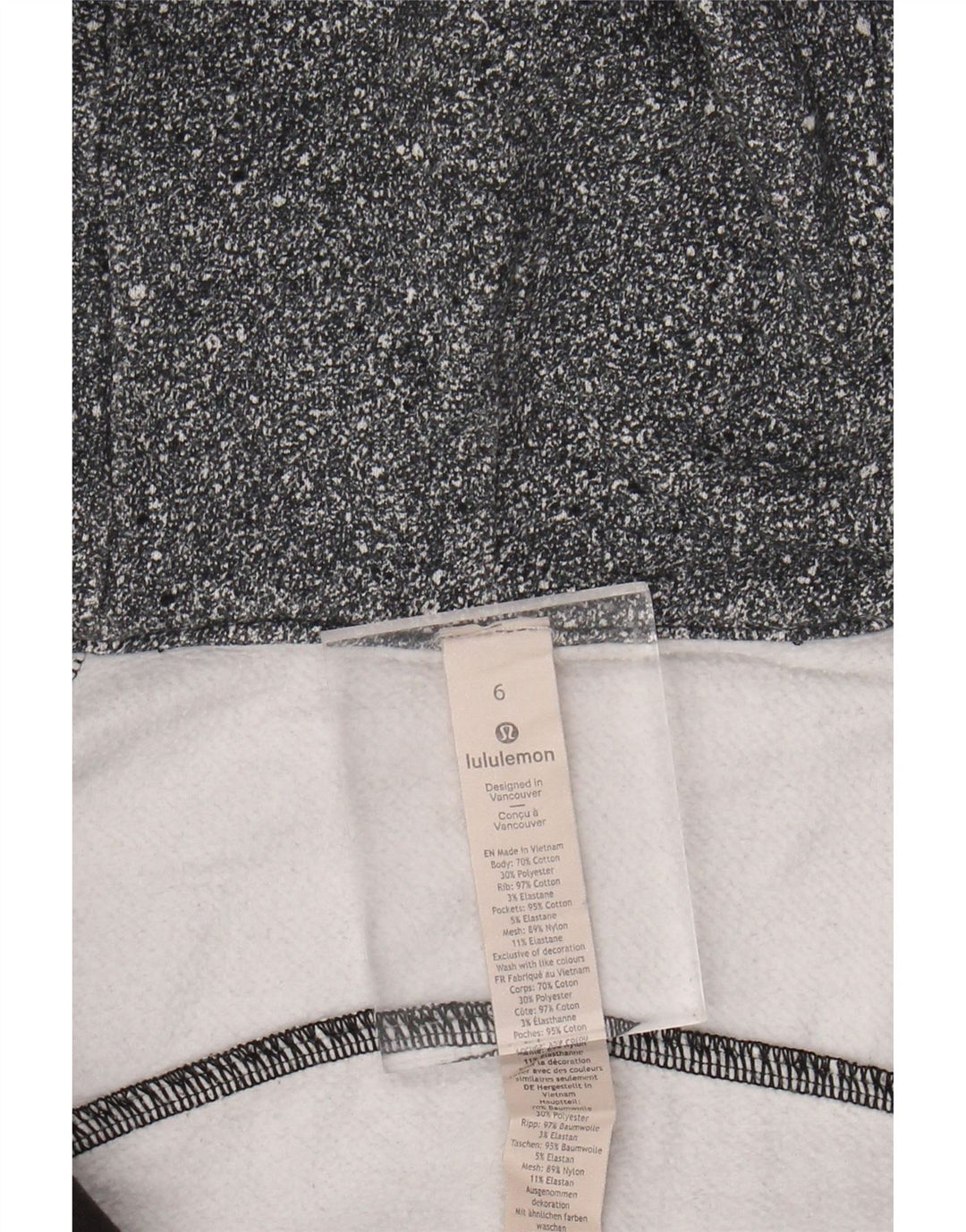 LULULEMON Pull à capuche zippé pour femme US 6 en coton moucheté gris moyen
