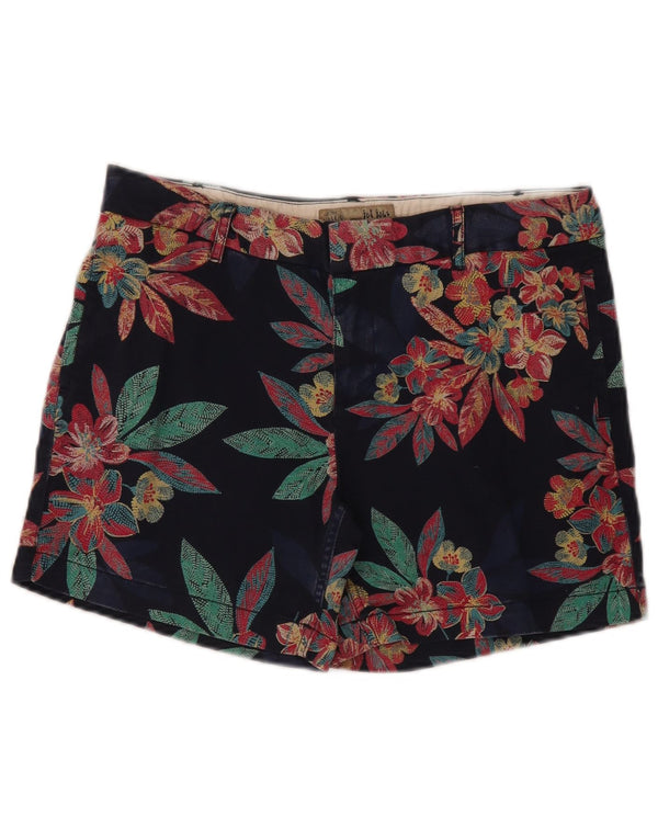 Fat Face Short Chino Femme UK 12 Moyen W32 Bleu Marine Coton Floral