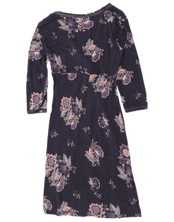 Fat Face Robe Portefeuille Femme UK 8 Petite Viscose Florale Bleu Marine