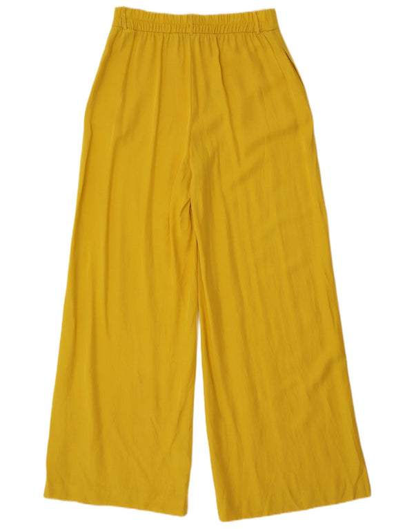 Zara Pantalon décontracté taille haute pour femme, jambe large, moyen W28 L31 jaune