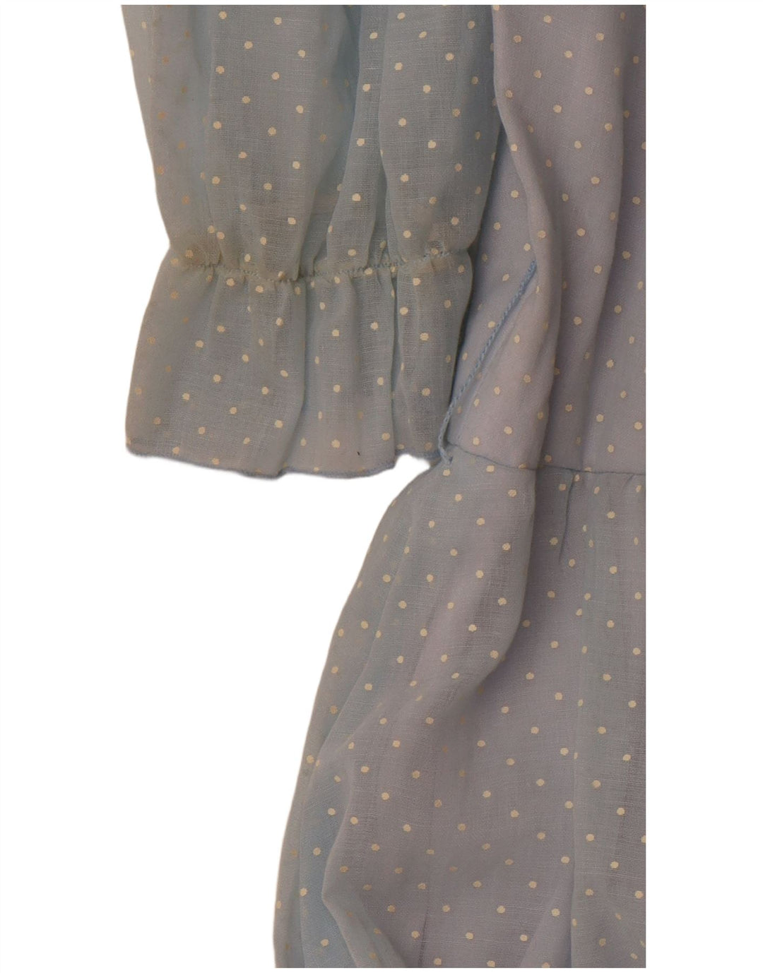 JOHN BENTLEY Robe longue à volants sur le devant pour femme UK 12 Bleu moyen à pois