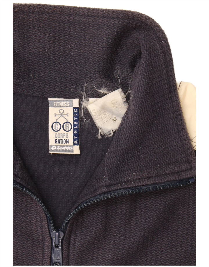 Lotto Sweat-shirt graphique à col zippé pour homme Bleu marine moyen Colourblock