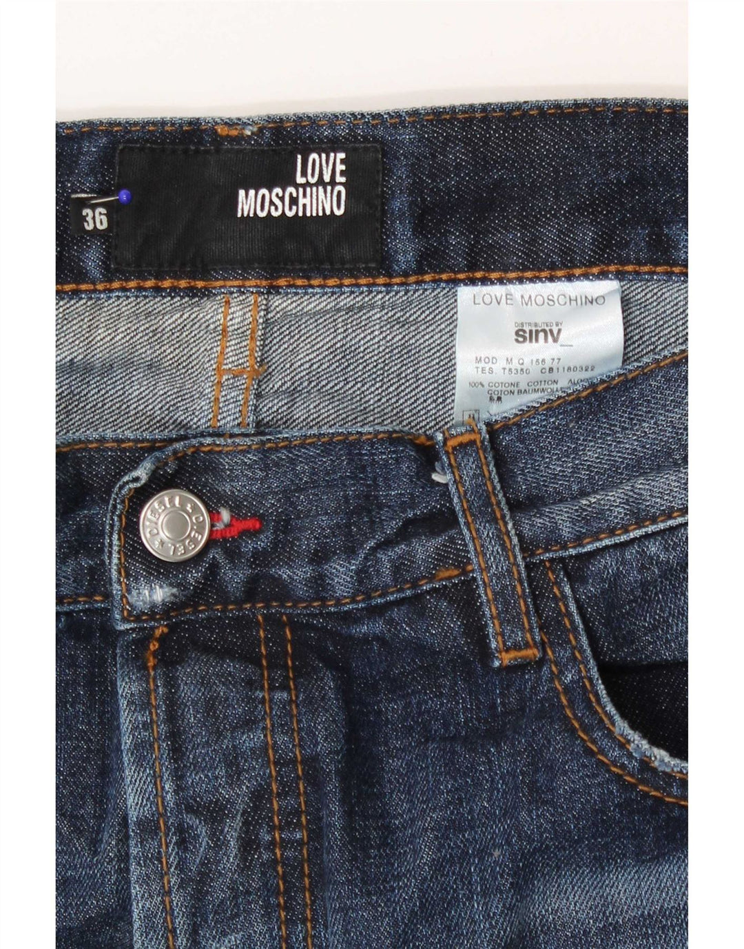 Moschino Jean droit effet vieilli W36 L36 bleu coton pour homme