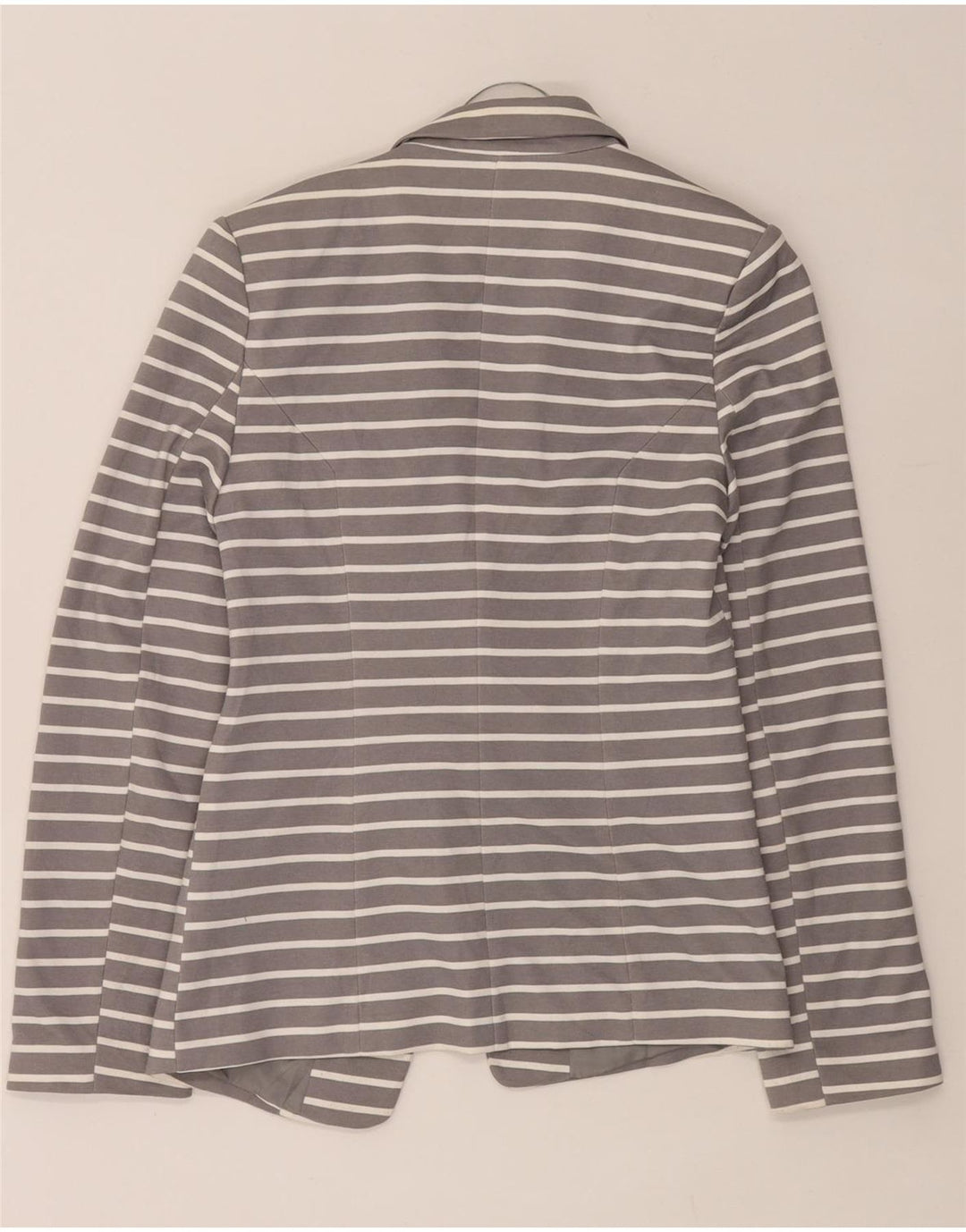 Oasis Veste Blazer Ouverte Femme UK 8 Petit Gris Rayé Polyester