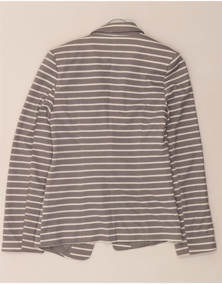 Oasis Veste Blazer Ouverte Femme UK 8 Petit Gris Rayé Polyester