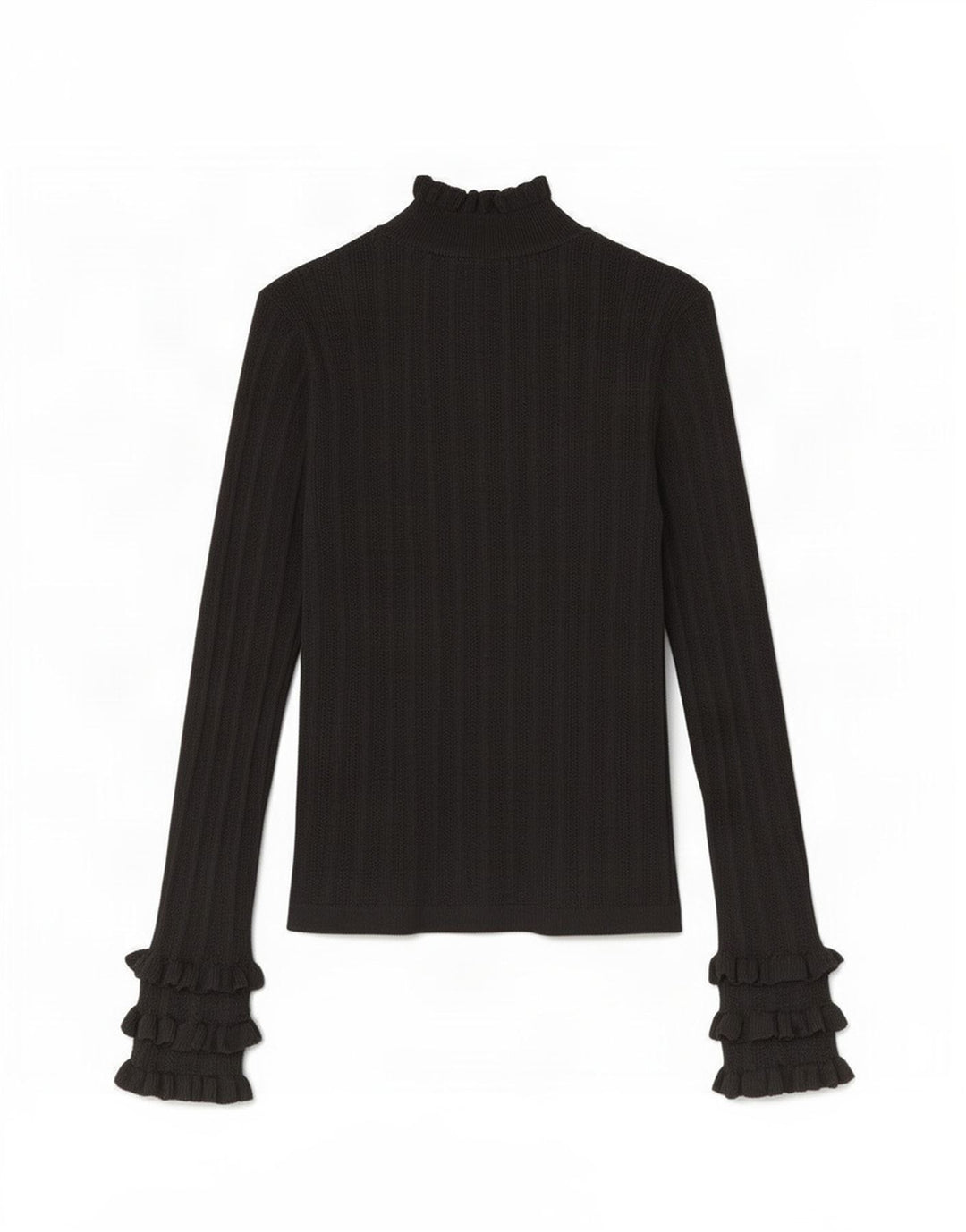 Zara Femme Top Manches Longues UK 12 Medium Noir Viscose