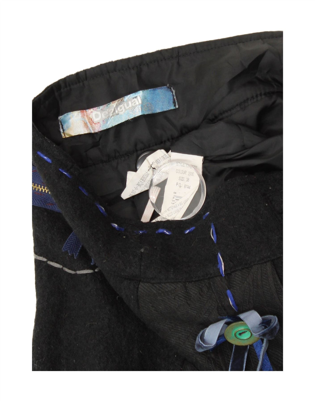 Desigual Jupe portefeuille graphique pour femme EU 38 Medium W30 Noir