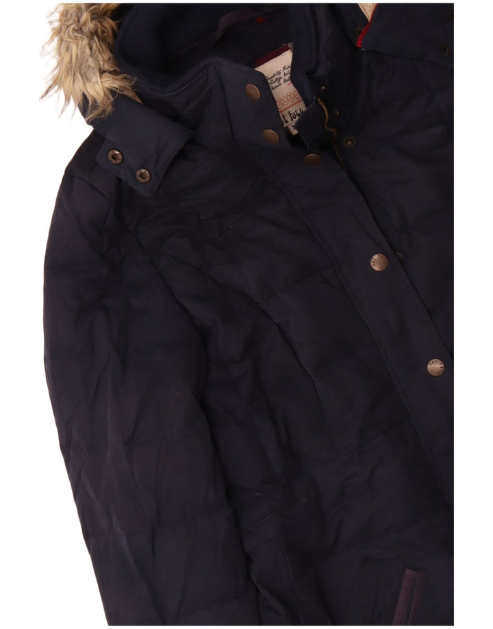 Fat Face Veste Parka à Capuche Femme UK 12 Moyen Bleu Marine Polyester Hiver
