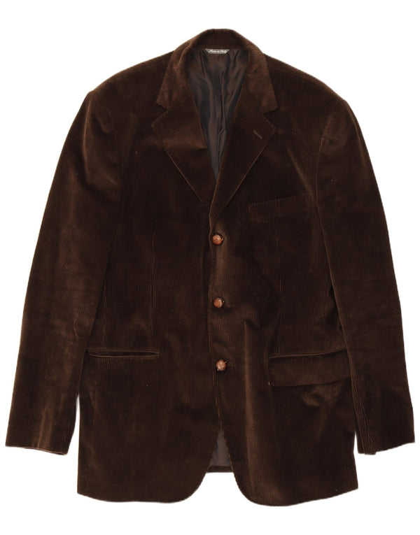 vintage Mens 3 Bouton Corduroy Blazer Veste IT 54 2XL Coton Marron