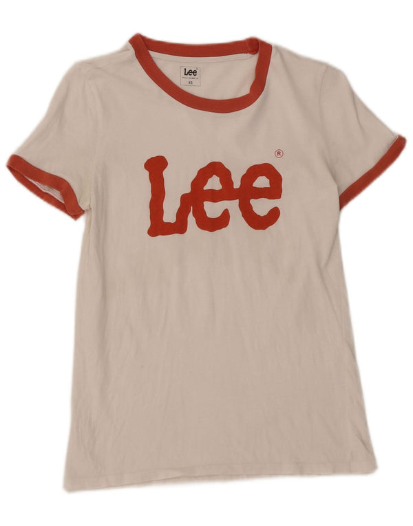 Lee T-shirt graphique pour femme UK 6 XS Blanc Colourblock
