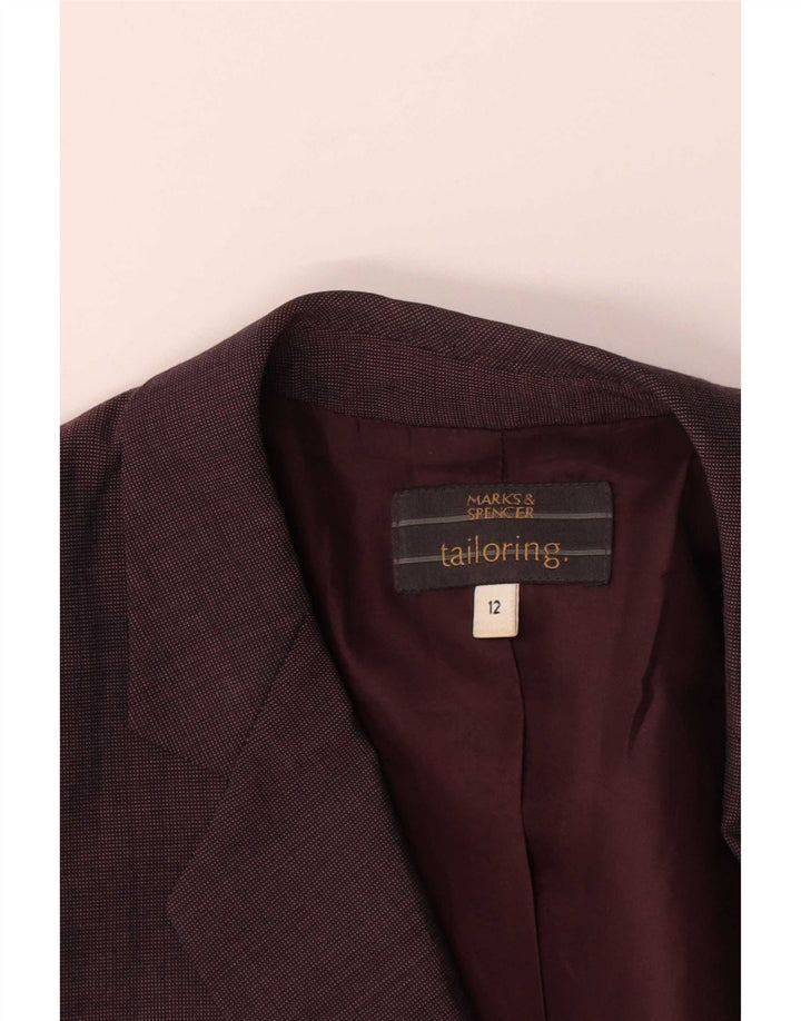Marks & Spencer Veste blazer longue à 1 bouton pour femme UK 12 Marron moyen