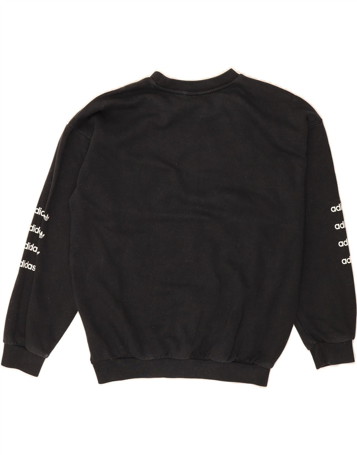 ADIDAS Womens Oversized Graphic Sweatshirt Jumper UK 12 Medium  Black Vintage Adidas and Second-Hand Adidas from Messina Hembry 