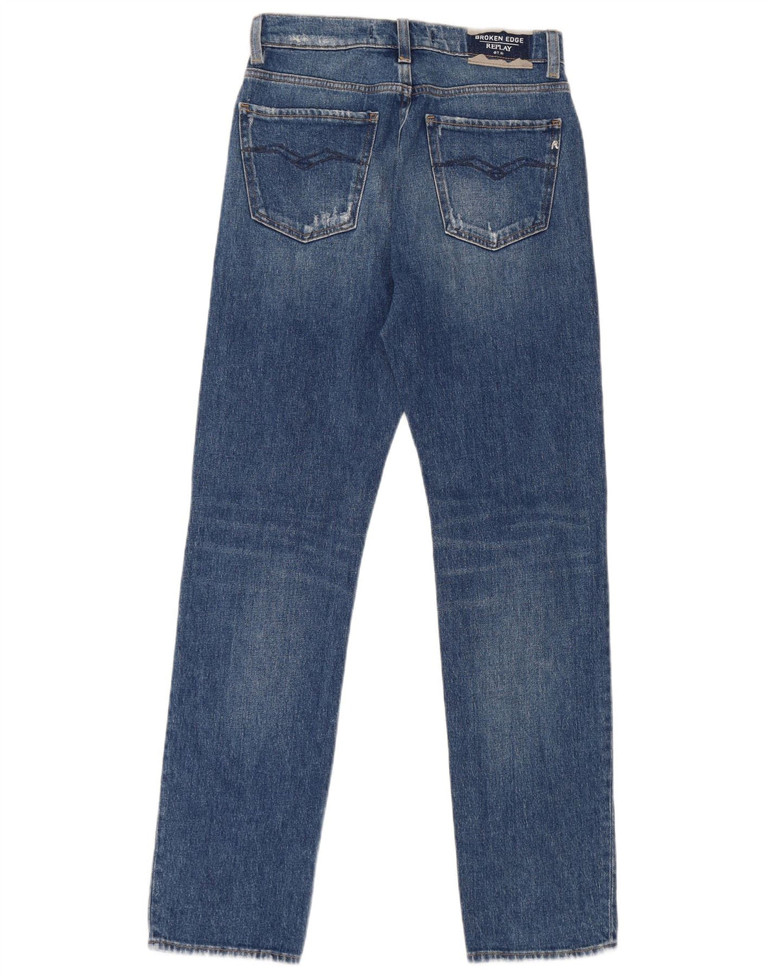 Replay Jean droit effet vieilli W25 L30 bleu coton femme